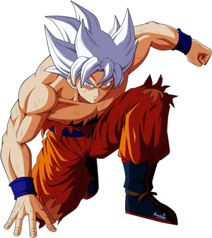 Ultra Instinct Goku Power Stance PNG Image