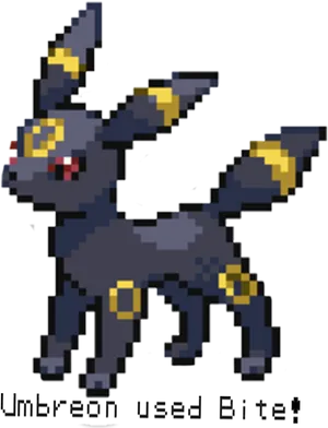 Umbreon Pixel Art Bite Attack PNG Image