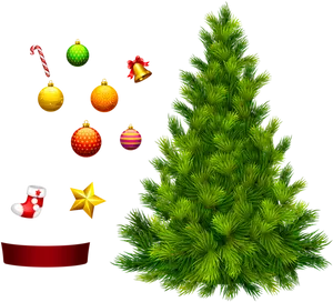 Unadorned Christmas Treeand Decorations PNG Image