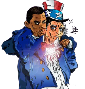 Uncle_ Sam_and_ Figure_ Anime_ Style PNG Image