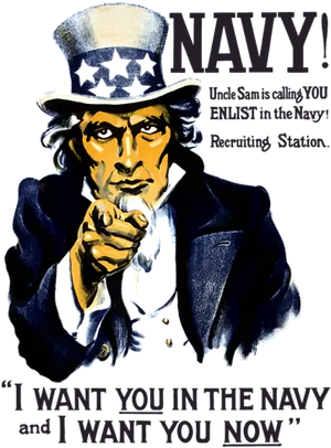 Uncle Sam Navy Recruitment Poster PNG Image