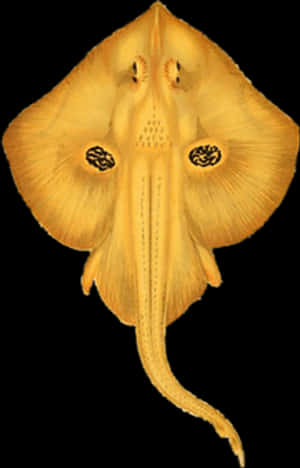 Undersideof Yellow Skate Fish PNG image with transparent background
