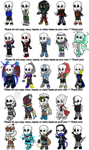 Undertale_ Sans_ Variants_ Collection PNG Image