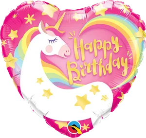 Unicorn Happy Birthday Balloon PNG Image