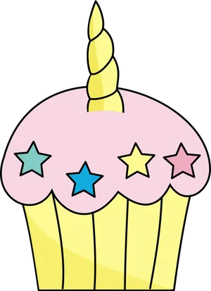 Unicorn Themed Cupcake Illustration PNG Image