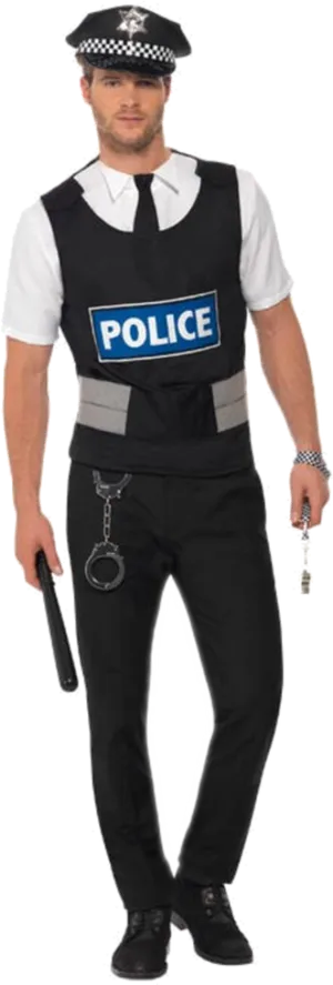 Uniformed Police Officer Standing PNG Image