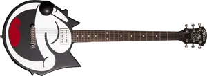 Unique Blackand White Electric Guitar PNG Image