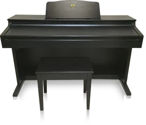 Upright Pianoand Stool Black PNG Image