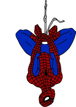 Upside Down Spider Man Illustration PNG Image