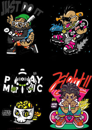 Urban_ Graffiti_ Character_ Collage PNG image with transparent background