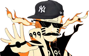 Urban Narutowith Flames PNG Image