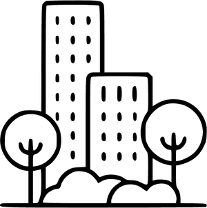 Residential Building Trees Architecture Landscape Skyline - Building With Trees Icon, HD Png Download PNG image with transparent background