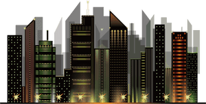 Urban Skyline Night Illustration PNG