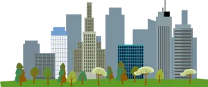 Urban_ Skyline_with_ Greenery_ Vector PNG Image