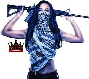 Urban_ Warrior_ Woman_with_ Rifle.png PNG Image