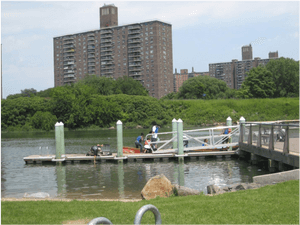 Urban Waterfront Dock Activity PNG with transparent background