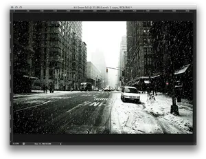 Urban Winter Snowfall Scene PNG Image