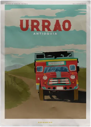 Urrao Antioquia Vintage Travel Poster PNG Image