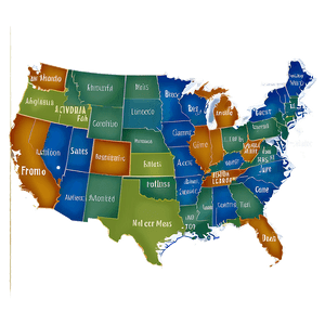 USA Map with States PNG lbj29 PNG