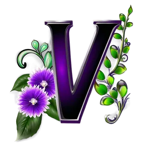 V Letter With Flowers Png 06242024 PNG Image