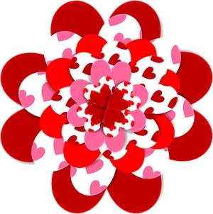 Valentine Heart Flower Art PNG Image