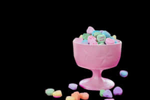Valentines Candy Heartsin Pink Bowl PNG image with transparent background