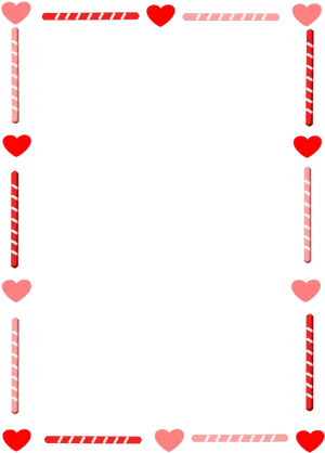 Valentines Day Candy Cane Heart Border PNG Image