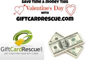 Valentines Day Gift Card Promotion100 Dollar Bills PNG Image