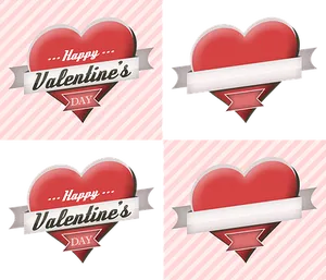 Valentines Day Heart Banners PNG Image