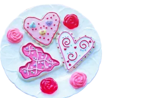 Valentines Day Heart Cookies PNG Image