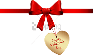 Valentines Day Heartand Bow PNG image with transparent background