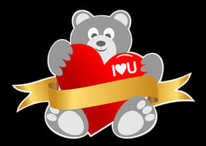 Valentines Day Teddy Bear Holding Heart PNG image with transparent background