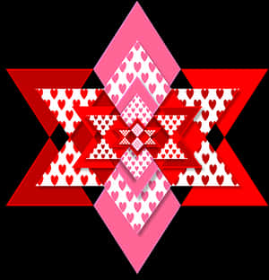 Valentines Geometric Heart Pattern PNG image with transparent background