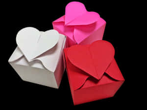 Valentines Heart Shaped Paper Boxes PNG image with transparent background
