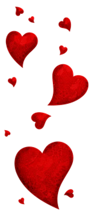 Valentines Hearts Floating Black Background PNG Image