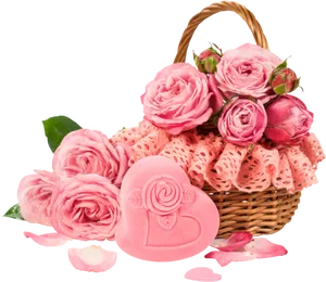 Valentines Rose Basketand Heart Soap.png PNG Image