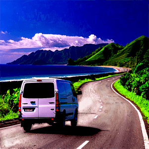 Van on Coastal Road PNG nog21 PNG with transparent background