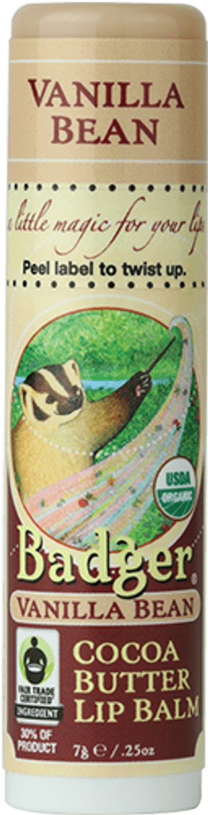 Vanilla Bean Cocoa Butter Lip Balm Badger PNG image with transparent background