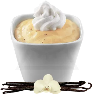 Vanilla Custardwith Whipped Cream PNG Image