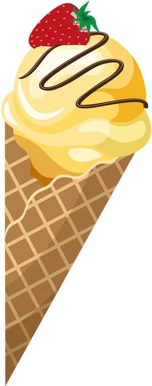 Vanilla Ice Cream Cone Clipart PNG Image