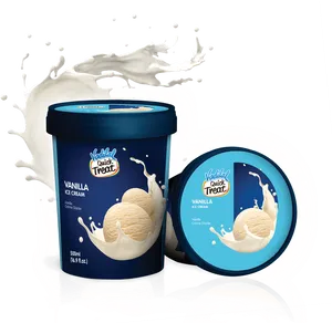 Vanilla Ice Cream Container Splash PNG Image