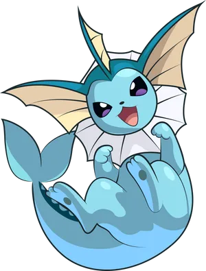 Vaporeon Pokemon Cheerful Illustration PNG Image