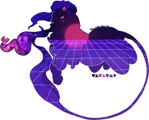 Vaporwave_ Aesthetic_ Lioness PNG Image