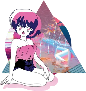 Vaporwave_ Anime_ Aesthetic.png PNG Image