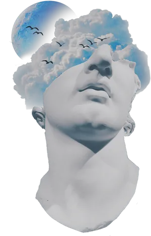 Vaporwave Bust Cloudscape.png PNG Image