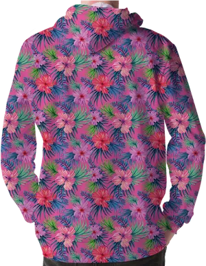 Vaporwave Floral Hoodie Pattern PNG Image