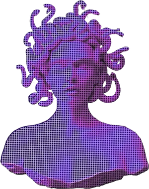 Vaporwave Medusa Statue Aesthetic.png PNG Image