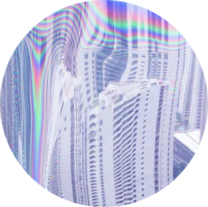 Vaporwave Skyscraper Distortion PNG Image