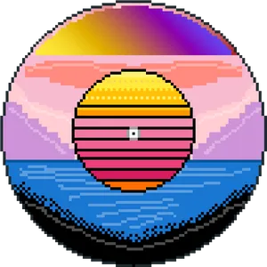 Vaporwave Sunset Pixel Art PNG Image