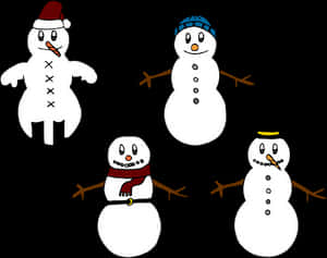 Variety_of_ Snowmen_ Cartoon PNG image with transparent background